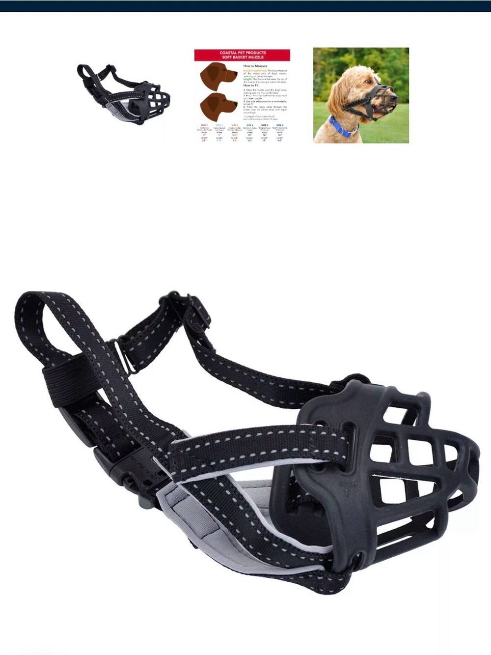Coastal Black Dog Muzzle with Adjustable Straps Size 2 - Picture 3 of 5